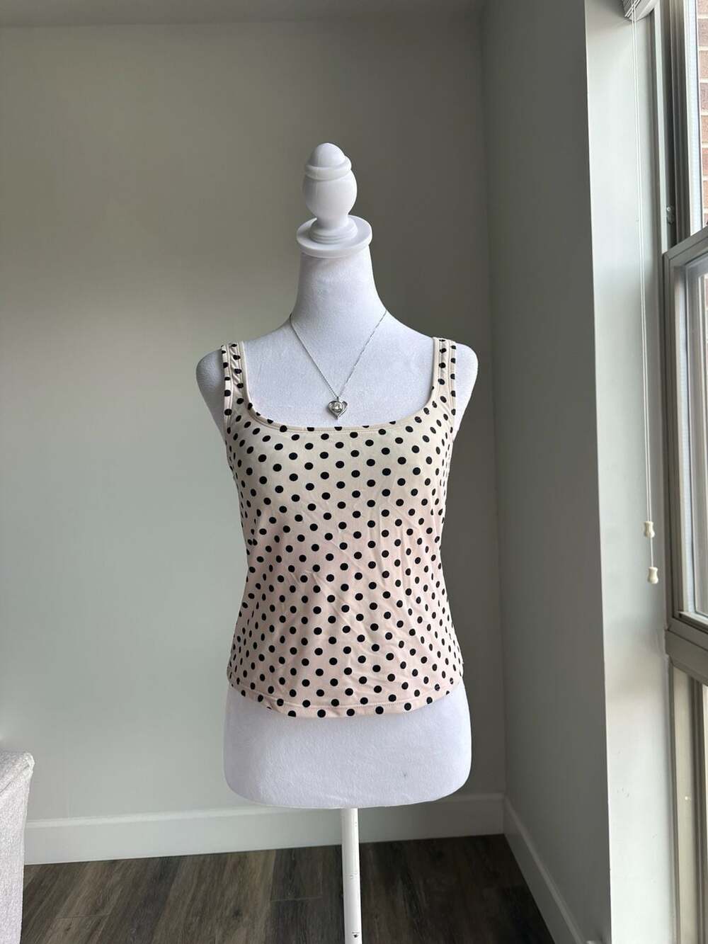 Catalina Vintage Polka Dot Tankini Top Small Apricot Cream Distressed Retro Swim